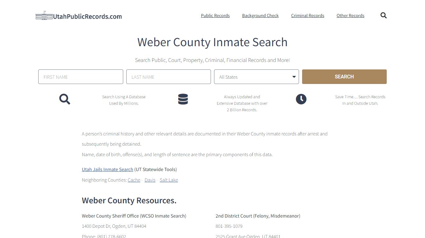 Weber County Inmate Search - WCSO Current & Past Jail Records