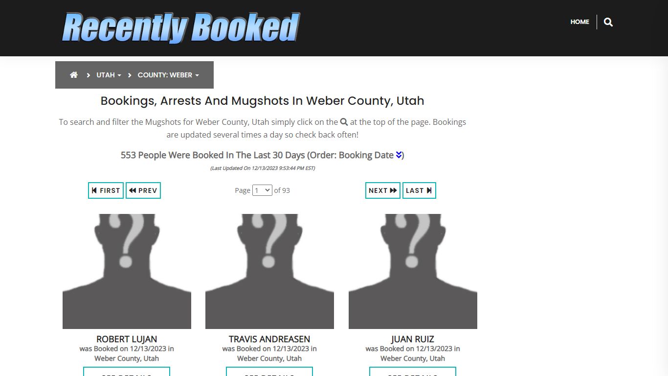 Recent bookings, Arrests, Mugshots in Weber County, Utah - Recently Booked